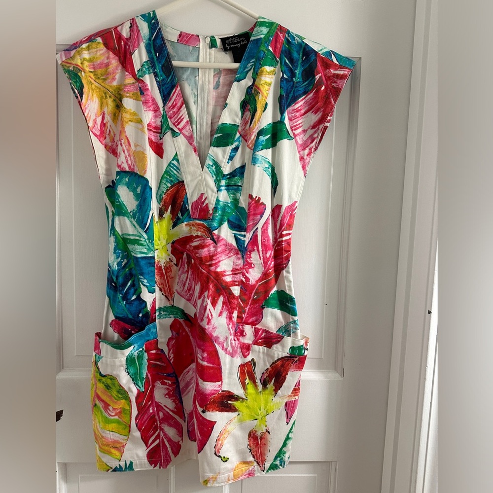 Torn by Ronny Kobo Floral bright multicolored Cruise Collection Dress womens